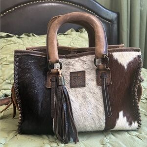 STS Ranchwear Brown and White Cowhide Tote